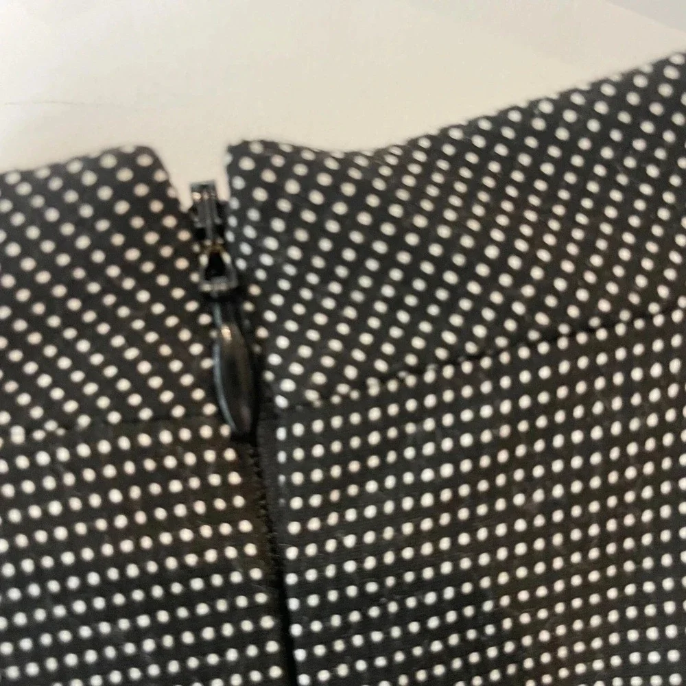 White House Black Market Sheath Dress Womens 8 Black Polka Dot Belted‎ Career